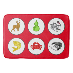 Fish Prawn Crab Game Bath Mat - Red