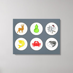 Fish Prawn Crab Game Board - Sepia Canvas Print