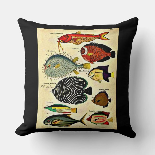  fish print throw pillow (Front)