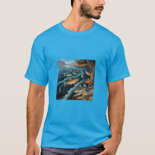 Fish river water Flower Painting T-Shirt