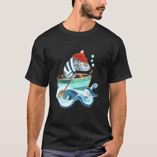 Fish Sailor Illustration T-Shirt (Front)