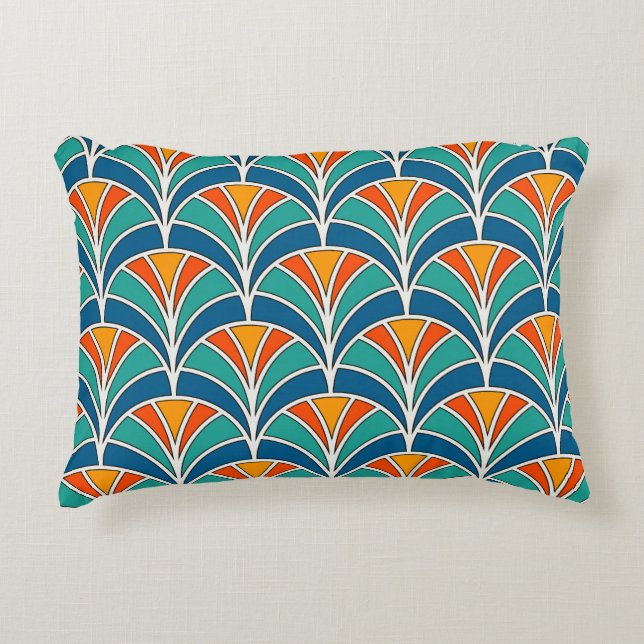 Fish Scale: Asian Traditional Accent Pillow (Front)