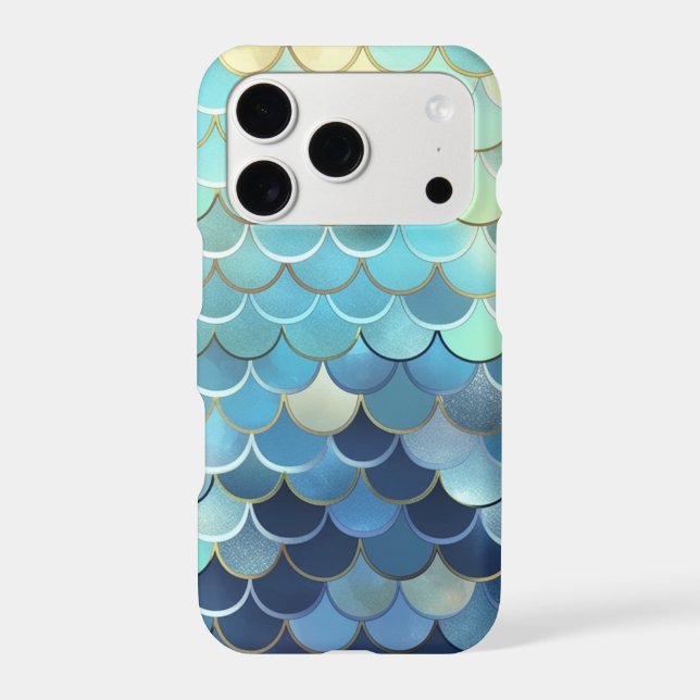 Fish Scale Pattern Blue Sky Background Golden (Back)