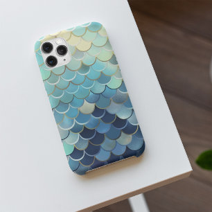 Fish Scale Pattern Blue Sky Background Golden iPhone 11 Pro Case