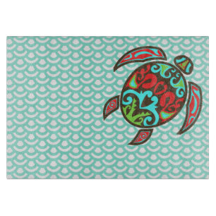 Fish Scales and Colorful Turtle Cutting Board