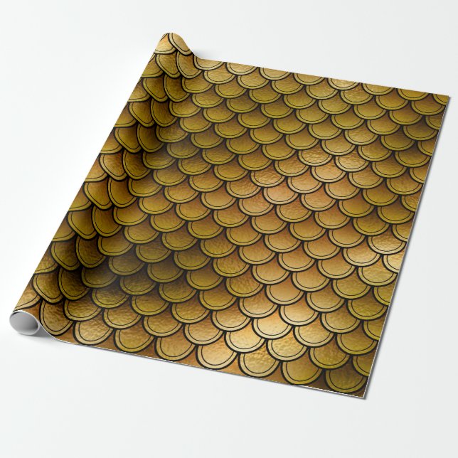 Fish Scales on Orange/Yellow Wrapping Paper (Unrolled)