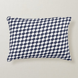 Fish School Houndstooth Navy White Accent Pillow