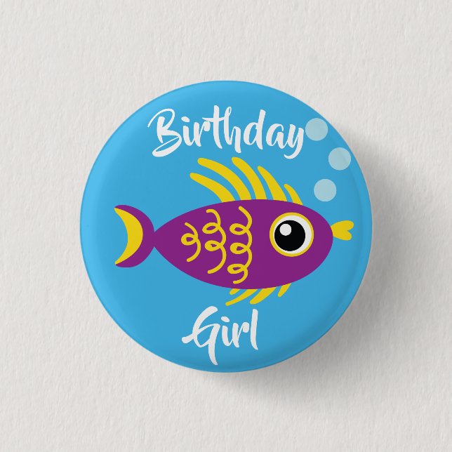 Fish Sea Ocean Kid's Birthday Aquarium 1 Inch Round Button (Front)
