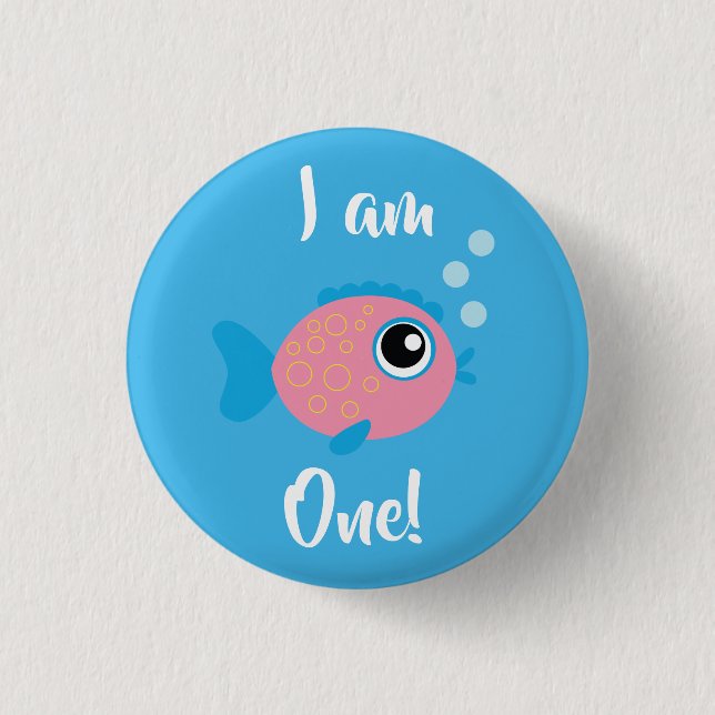 Fish Sea Ocean Kid's Birthday Aquarium 1 Inch Round Button (Front)