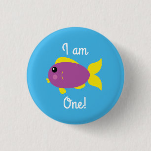 Fish Sea Ocean Kid's Birthday Aquarium 1 Inch Round Button