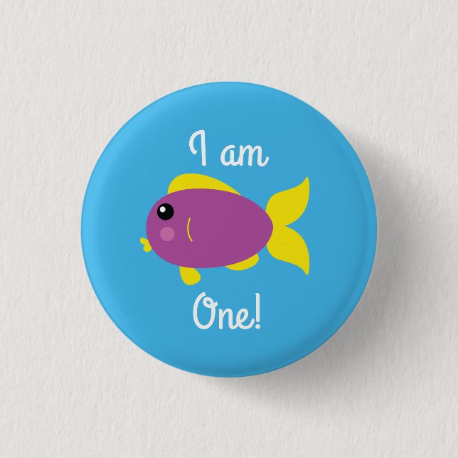 Fish Sea Ocean Kid's Birthday Aquarium 1 Inch Round Button (Front)