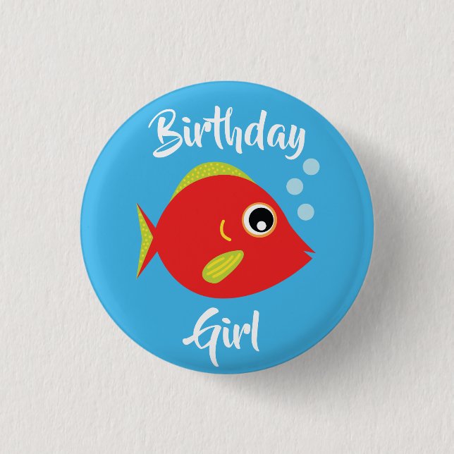 Fish Sea Ocean Kid's Birthday Aquarium 1 Inch Round Button (Front)