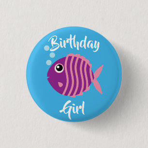 Fish Sea Ocean Kid's Birthday Aquarium 1 Inch Round Button