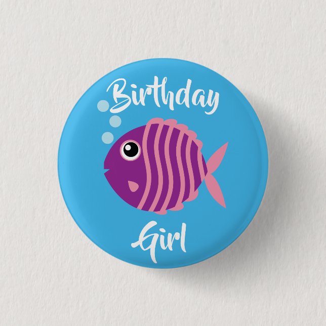 Fish Sea Ocean Kid's Birthday Aquarium 1 Inch Round Button (Front)