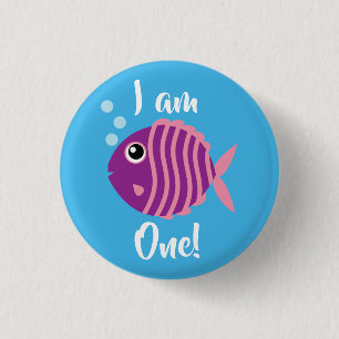 Fish Sea Ocean Kid's Birthday Aquarium 1 Inch Round Button
