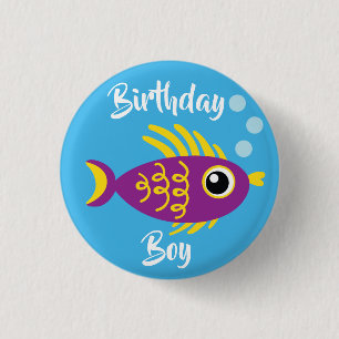 Fish Sea Ocean Kid's Birthday Aquarium 1 Inch Round Button