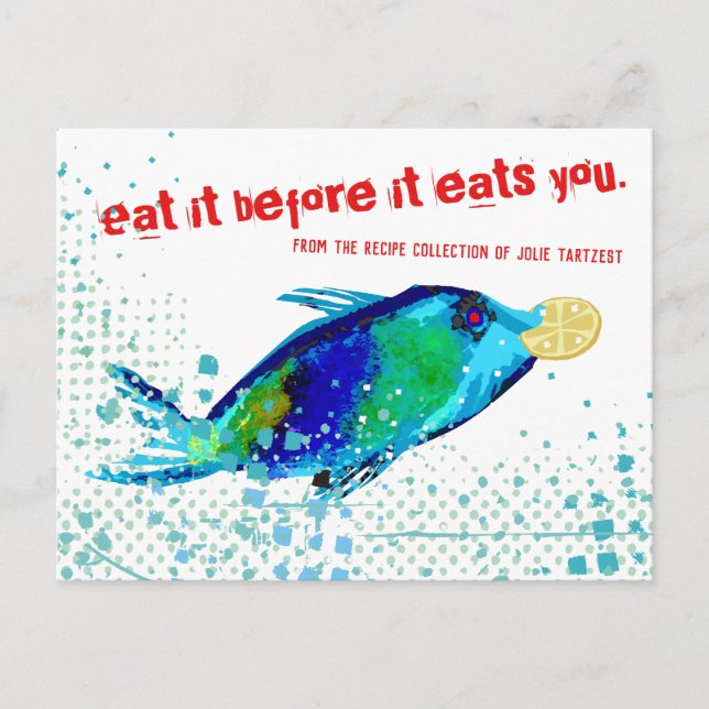 fish seafood lemon keeper cookbook recipe card (Front)