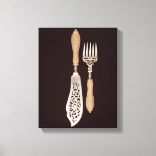 Fish-servers with carved ivory handles canvas print
