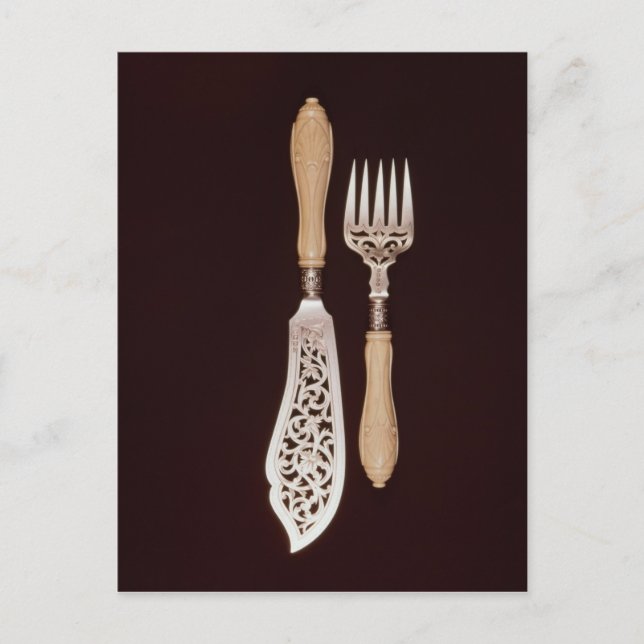 Fish-servers with carved ivory handles postcard (Front)