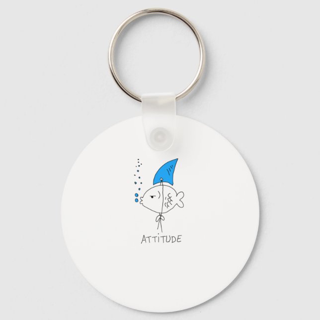 Fish Shark Attitude Keychain (Front)