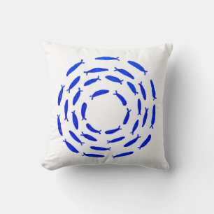Fish Shoal Circle illustration   Bait Ball Round  Throw Pillow