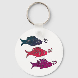 Fish, Singing, Music Keychain