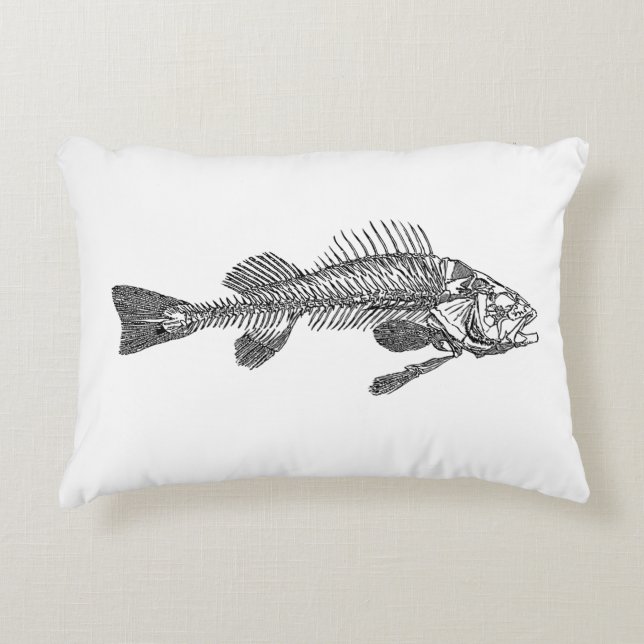Fish skeleton accent pillow (Front)