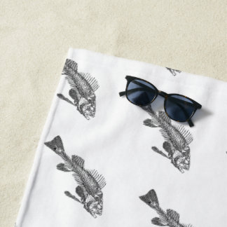 Fish skeleton beach towel