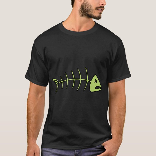 Fish Skeleton Dead Fish Bones T-Shirt (Front)