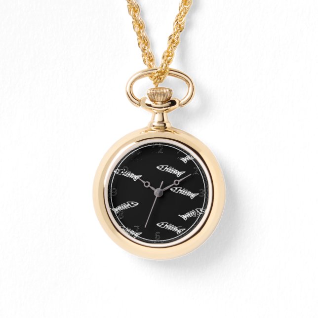 fish skeleton pattern watch (Front)