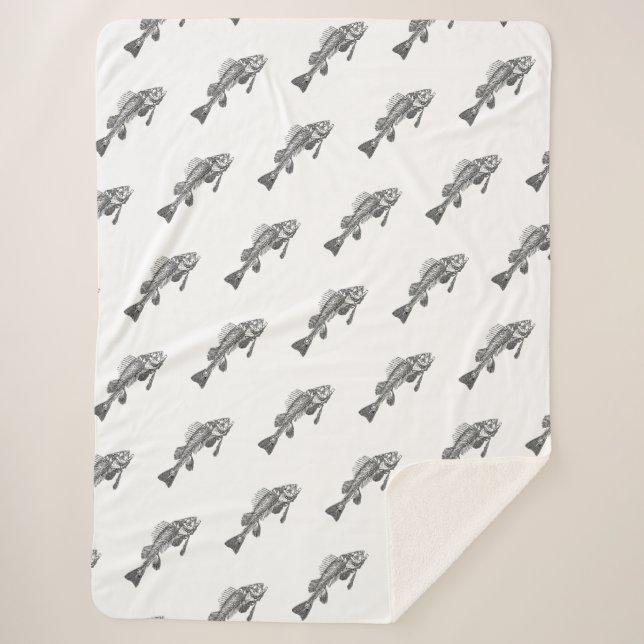 Fish skeleton sherpa blanket (Front)