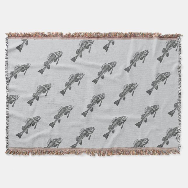 Fish skeleton throw blanket (Front)