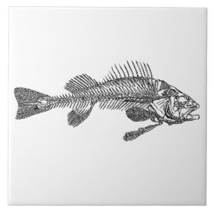 Fish skeleton tile