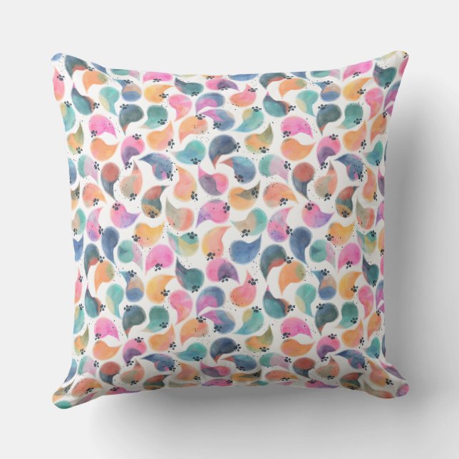 Fish Skin Watercolor Throw Pillow (Back)