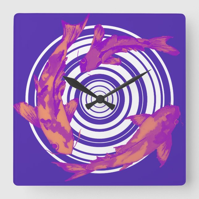 Fish Square Wall Clock (Front)