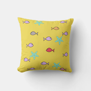 Fish Starfish World Funky Throw Pillow