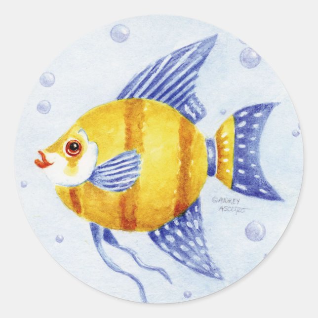 Fish Stickers Whimsical Angel Fish (Front)