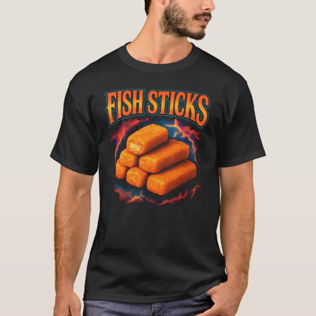 Fish Sticks Favourite Food Weird 90s Fish Sticks T-Shirt (Front)