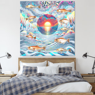 Fish Sunset Canvas Print