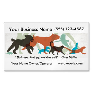 Fish Swim Birds Fly Dogs Walk Pet Sitter Magnetic Business Card