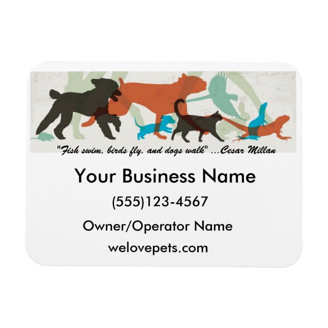 Fish Swim Birds Fly Dogs Walk Pet Sitting Magnet (Horizontal)