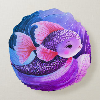 Fish swim round pillow