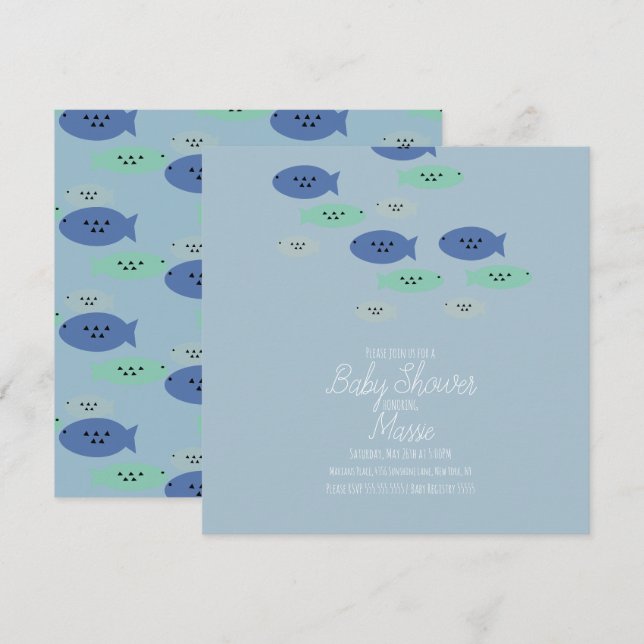 Fish Swimming Aquarium Baby Shower   Card (Front/Back)