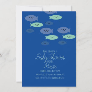 Fish Swimming Aquarium Blue Baby Shower    Invitat Invitation