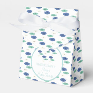 Fish Swimming Blue Baby Shower  Favor Box