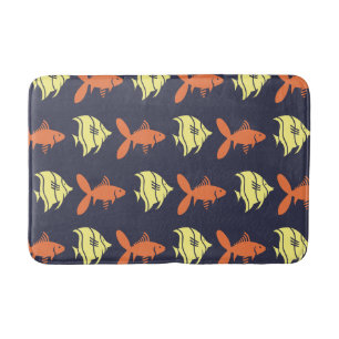 Fish Swimming Graphical Orange Yellow on any Colou Bath Mat