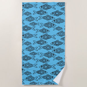 Fish Swimming in the Blue Sea Beach Towel