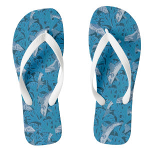 Fish Swimming Seaweed Coral Blue Vintage Classic Flip Flops