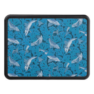 Fish Swimming Seaweed Coral Blue Vintage Classic Trailer Hitch Cover