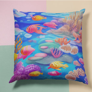 Fish Swimming Underwater Throw Pillow